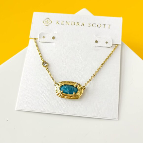 Anna Vintage Gold Teal Apatite Pendant Necklace by Kendra Scott - Picture 1 of 3